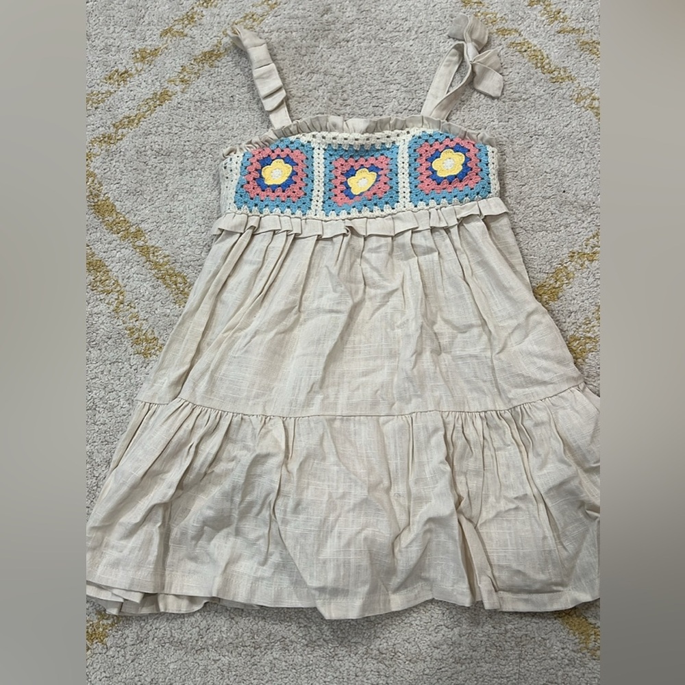 Haute Hippie Cream Dress with Colorful Crochet